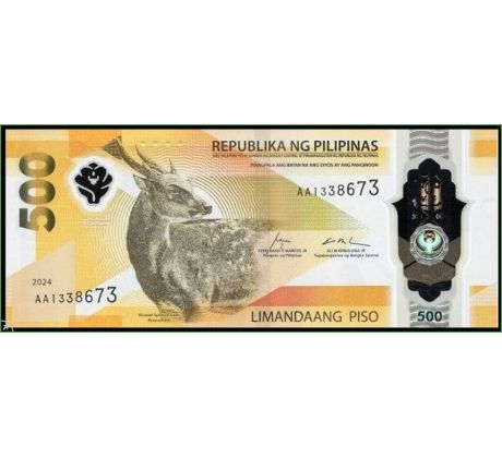 500 piso 2024 Filipíny polymerová bankovka