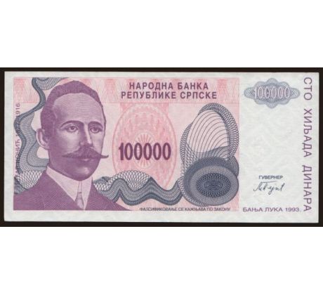 100 000 dinár 1993 Bosna a Hercegovina