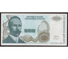100 000 000 dinár 1993 Bosna a Hercegovina