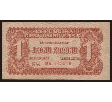 1 koruna 1944 neperforovaná MA