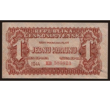 1 koruna 1944 neperforovaná HB