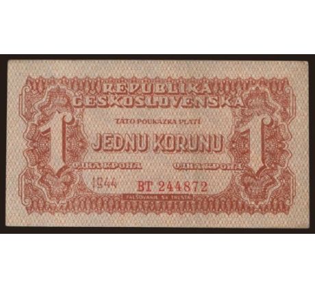 1 koruna 1944 neperforovaná BT