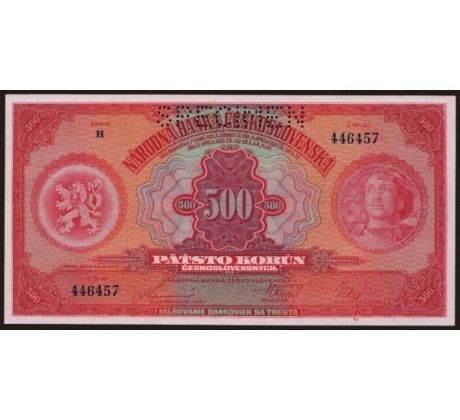 500 kč 1929 SPECIMEN