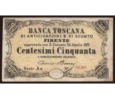 50 centesimi 1870 Banca Toscana