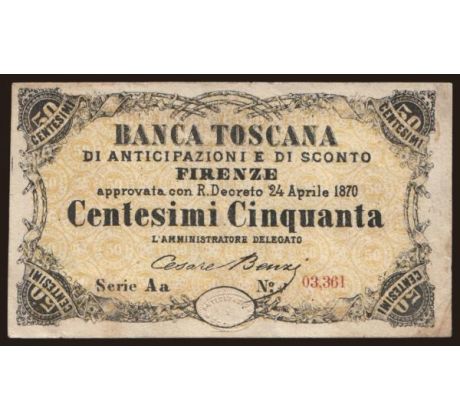 50 centesimi 1870 Banca Toscana