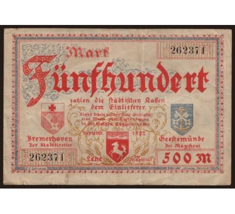 500 marka1922 Bremerhaven
