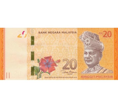 20 ringgit 2011-24 Malajzia polymerová bankovka