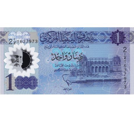 1 dinar 2019 Líbya polymerová bankovka