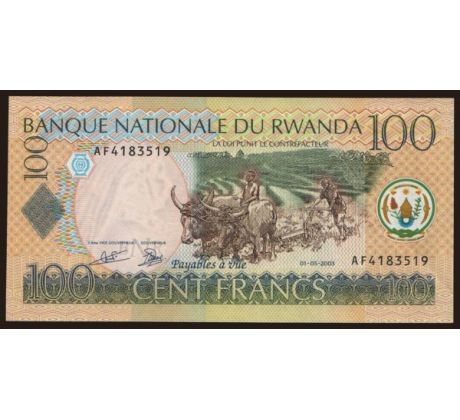 100 francs 2003 Rwanda bez angličtiny