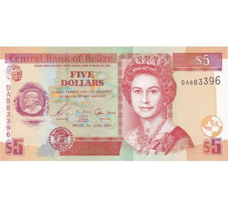 5 dollar 1999-2020 Belize