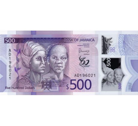500 dollar 2022 Jamajka pamätná polymerová bankovka