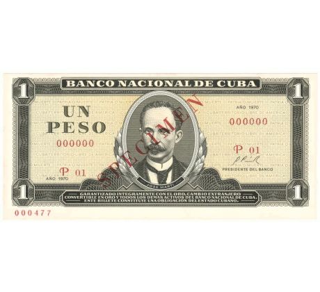1 pesos 1967 - 88 Anulát Specimen portrét Josého Martího