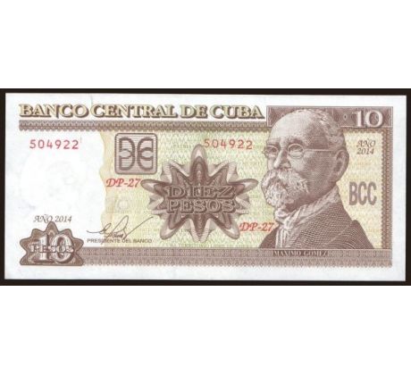10 pesos 1997 - 2020 Kuba portrét Máxima Gómeza
