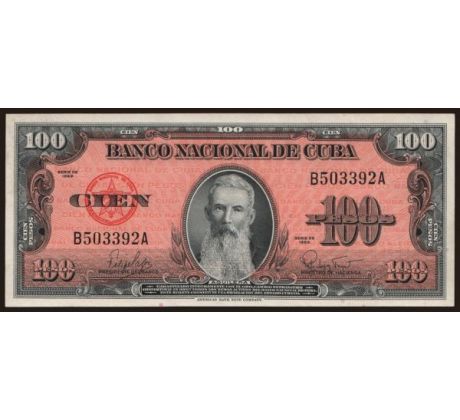 100 pesos 1959 - 60 Kuba portrét Francisco Aguilera