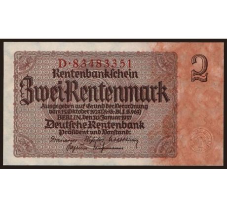 2 rentenmark 1937 Nemecko