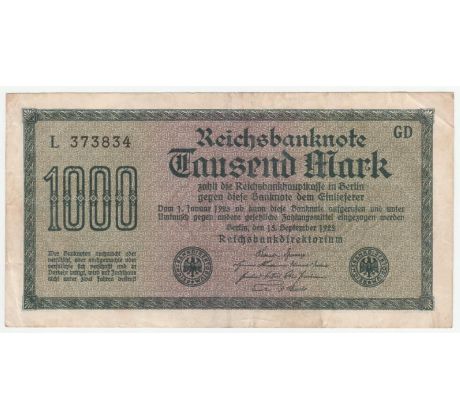 1 000 reichsbankovka 1922 Nemecko