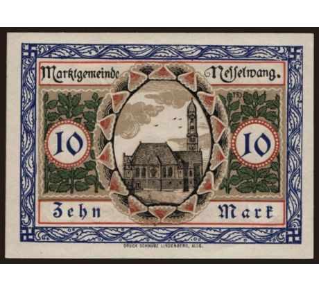 10 marka 1918 Nemecko Nesselwang/ Marktgemeinde