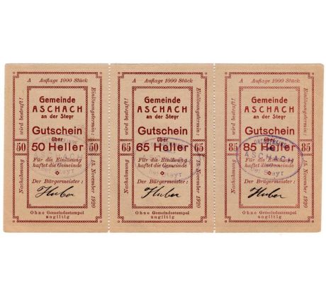 50-65-85 heller 1920 Rakúsko