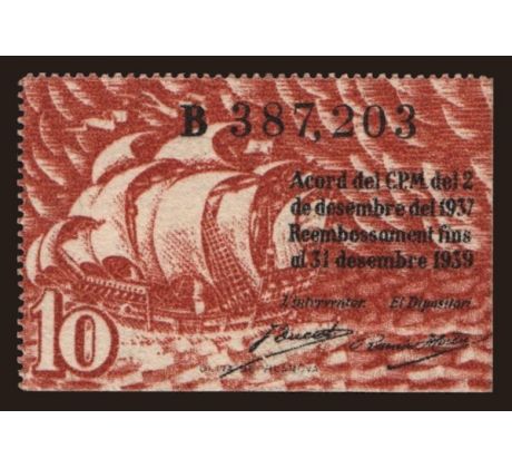 10 centims 1937 Barcelona Španielsko