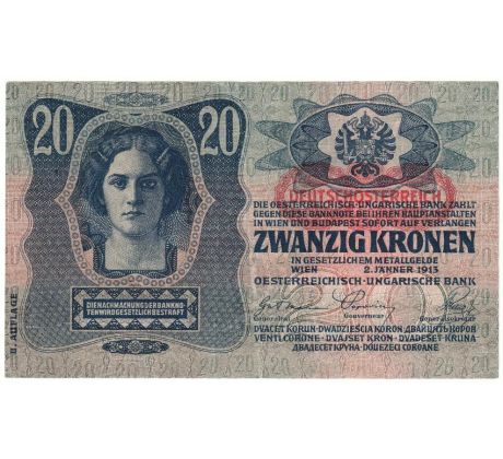 20 koruna 1919 s prítlačou