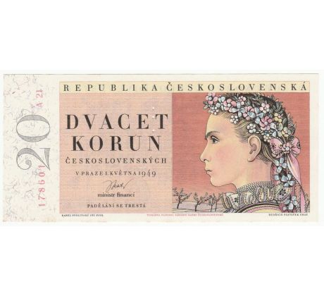 20 kčs 1949 A21 perforácia 3md