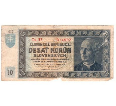 10 ks 1939 Tu 37 neperforovaná