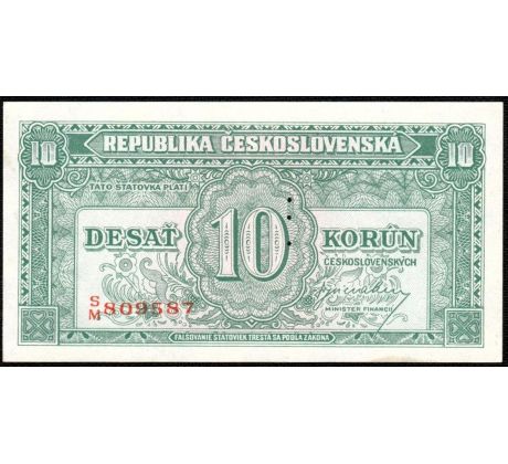 10 kčs 1945 SM perforácia 3md