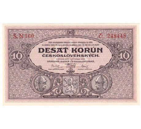 10 koruna 1927 neperforovaná SN160 ...48