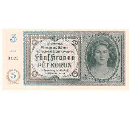 5 koruna 1940 B025 specimen
