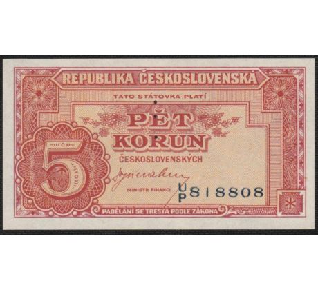 5 kčs 1945  UP perforácia 3md