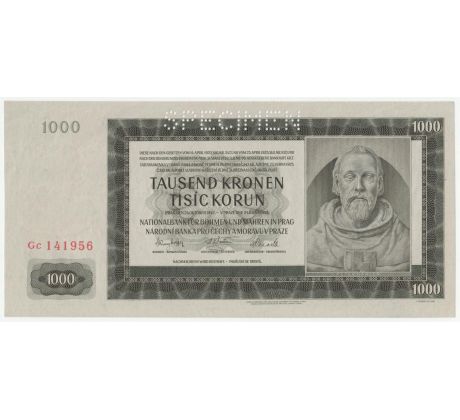 1 000 koruna 1942 Gc specimen