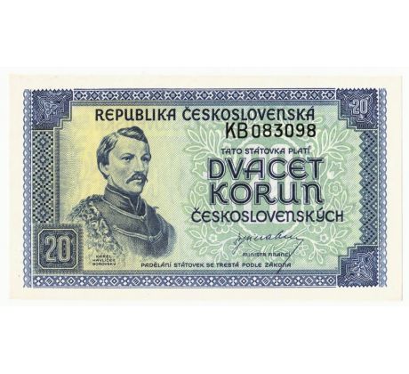 20 kčs 1945 KB neperforovaná