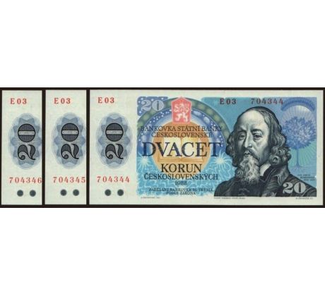 3 x 20 kčs 1988 E03 seria za sebou