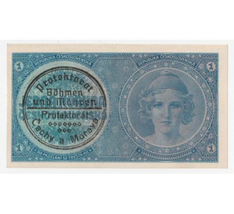 1 koruna 1938/40 A74 strojová prítlač