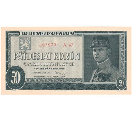 50 kčs 1948 A47 neperforovaná