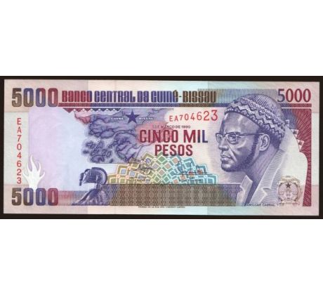 5 000 pesos 1990-93 Guinea Bissau