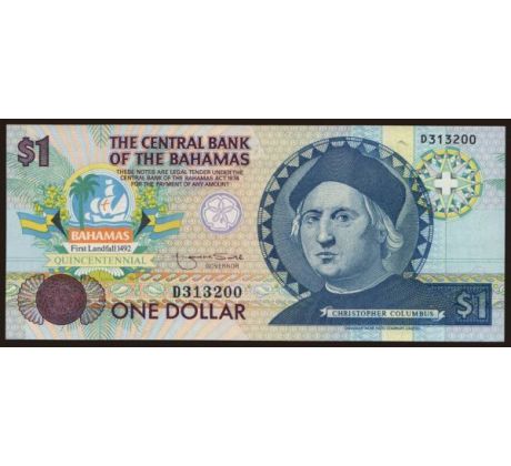 1 dollar 1992 Bahamy pamätná bankovka