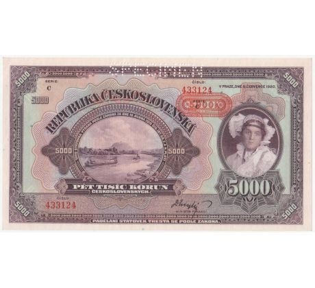 5 000 koruna 1920 C specimen-prítlač