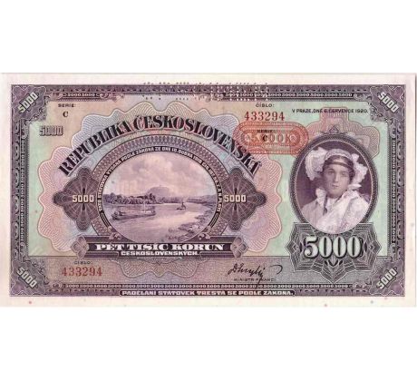 5 000 koruna 1920 C specimen-prítlač /02/