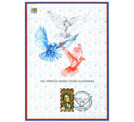 Pamätný list 100. výročie vzniku Česko-Slovenska
