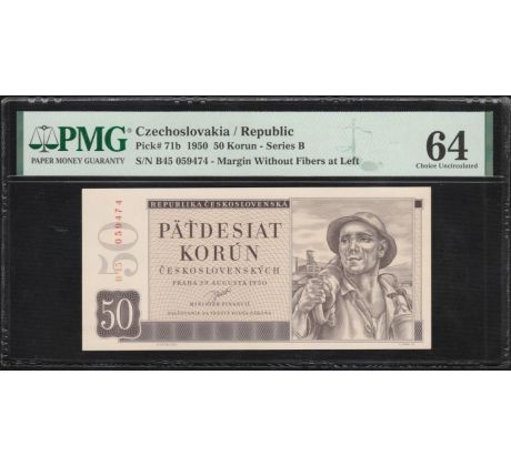50 kčs 1950 B45 neperforovaná PMG obal
