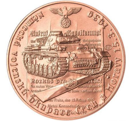 Vpád nemeckých vojsk - 15. marec 1939 medený pamätný medailón