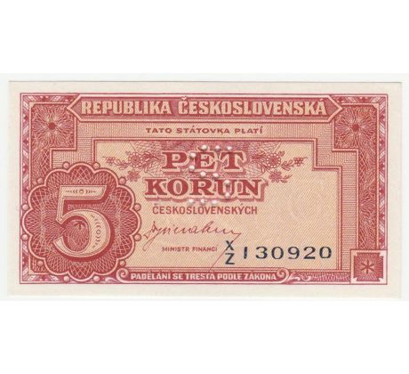 5 kčs 1945 X/Z perforácia S