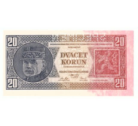 20 koruna 1926 Og obrátený specimen