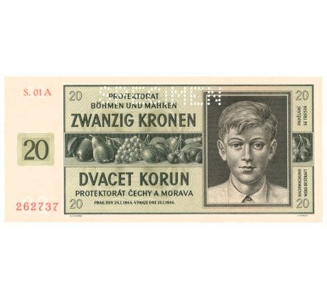 20 koruna 1944 S.01A specimen