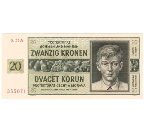 20 koruna 1944 S.33A specimen