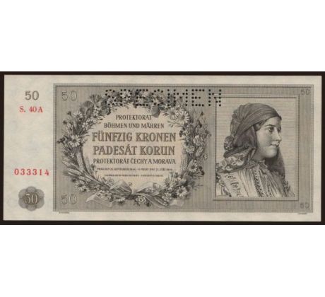 50 koruna 1944 40A specimen posledná séria