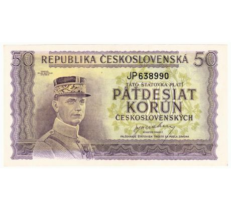 50 kčs 1945 JP neperforovaná