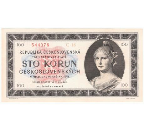 100 kčs 1945 C16 neperforovaná /02/