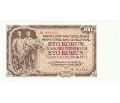 100 kčs 1953 ZB neperforovaná náhradná seria